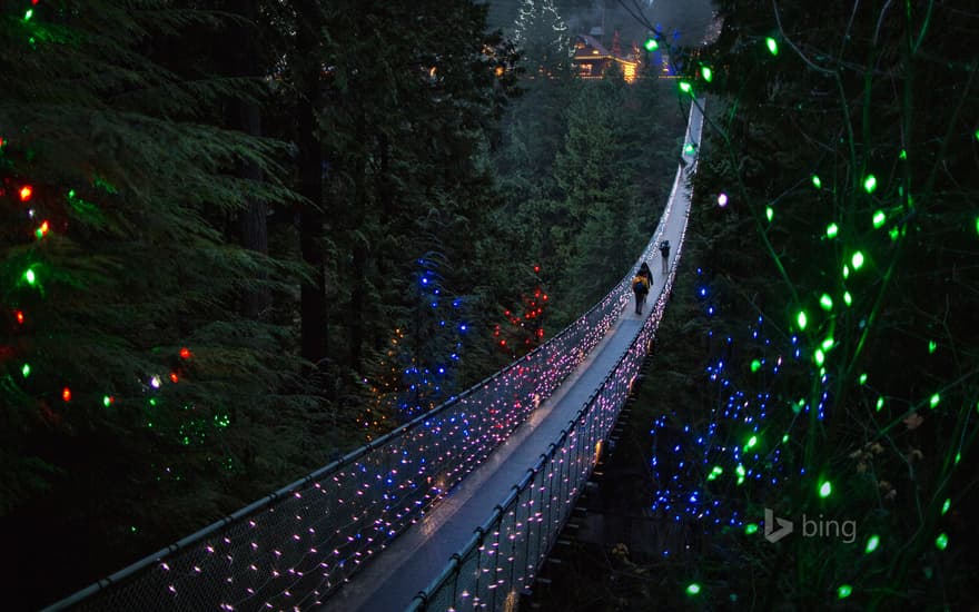 The Capilano Suspension Bridge in Vancouver, British Columbia, Canada