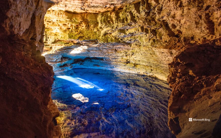 Poço Encantado cave in Chapada Diamantina, Bahia, Brazil