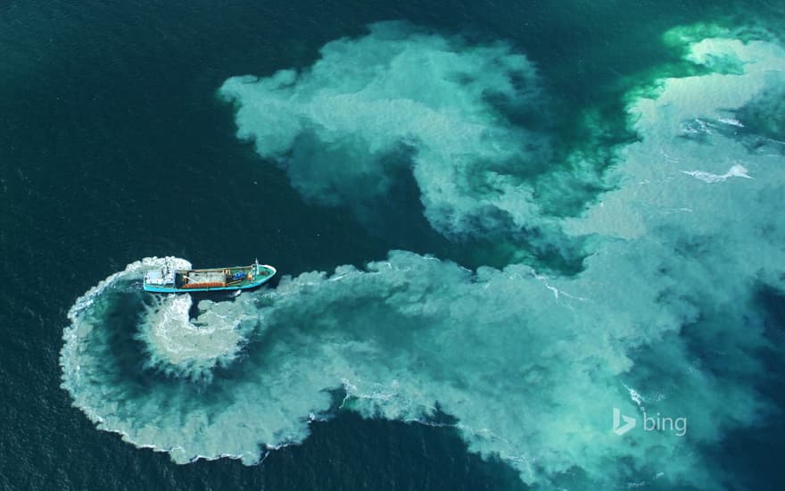 A dredge boat near the Glénan Islands, France