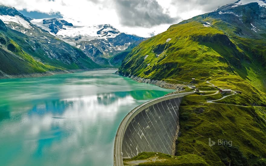 Mooserboden Reservoir and Mooser Dam near Kaprun, Austria