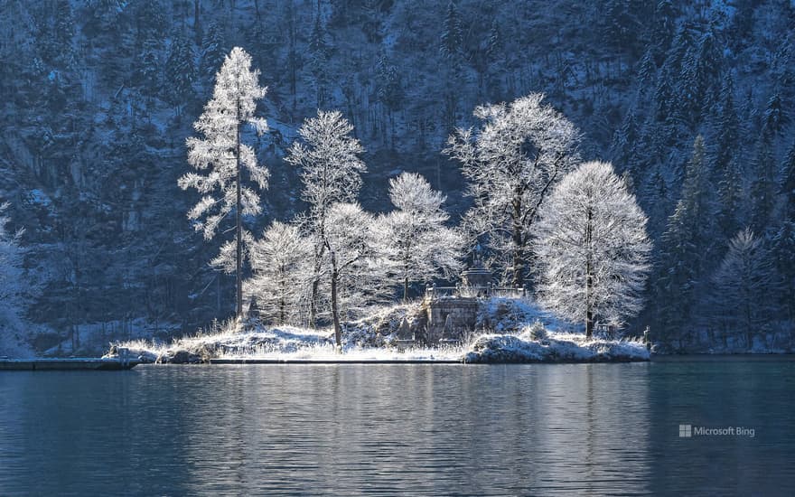 The island of Christlieger in Koenigssee, Bavaria