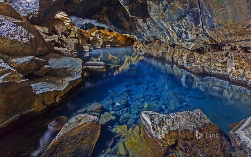 Grjótagjá cave near Mývatn lake in Iceland