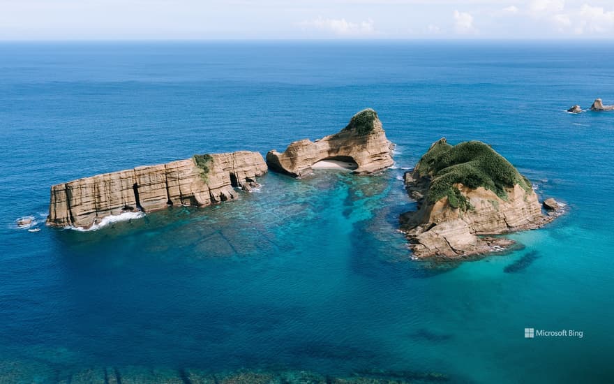 The uninhabited island of Tanegashima floating in the blue sea, Kagoshima Prefecture