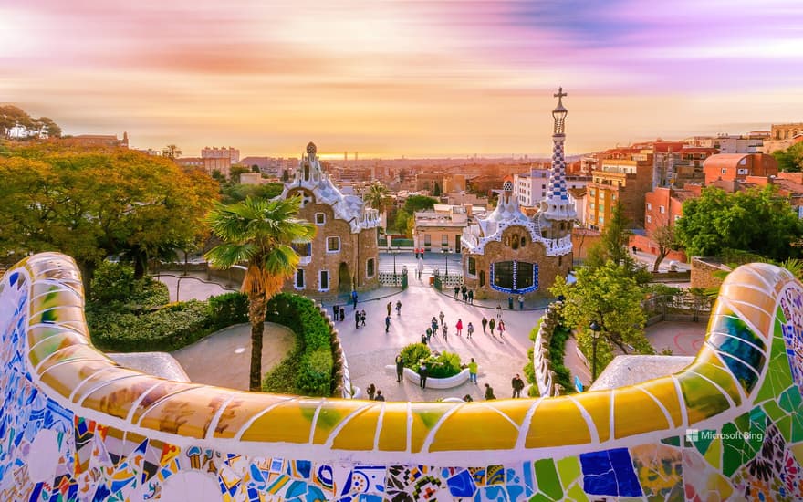 View of the city from Park Güell in Barcelona, Spain