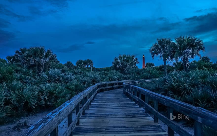 Looking inland from Ponce de León Inlet toward the lighthouse, Florida