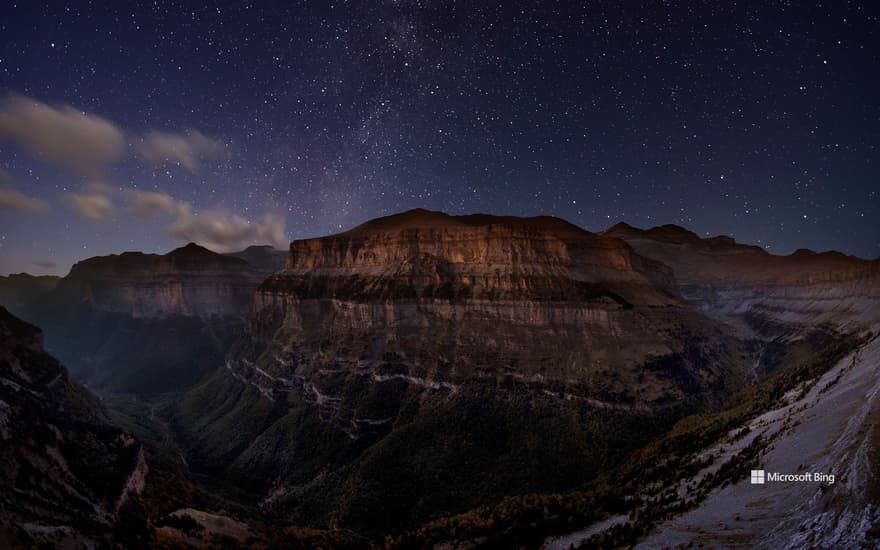 Starry night in the Ordesa Valley, Aragon, Spain