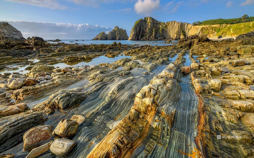 Quartzite formation, Playa del Silencio, Asturias, Spain