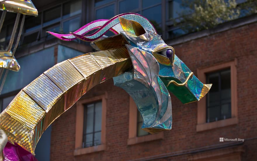 A large mechanical dragon at Saint George's Day celebrations