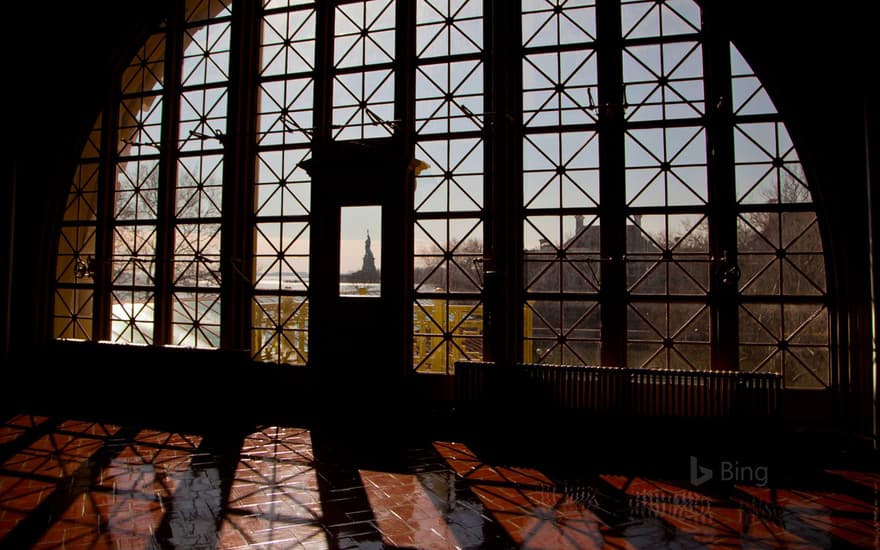 A view of the Statue of Liberty from Ellis Island, New York City